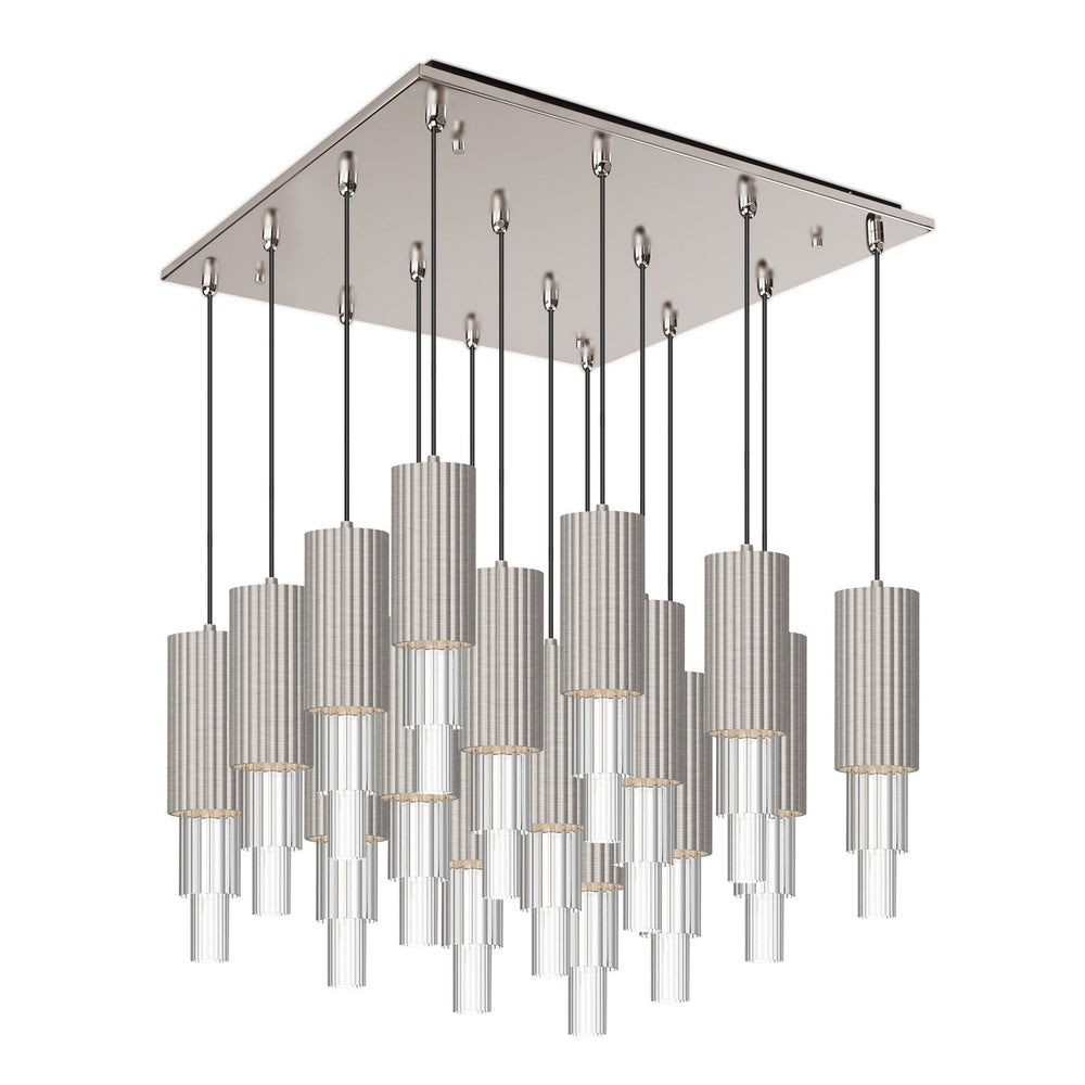 Alora Canada - LED Pendant - Bordeaux - Brushed Nickel/Clear Ribbed Glass- Union Lighting Luminaires Decor