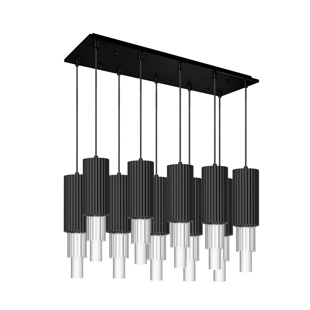 Alora Canada - LED Pendant - Bordeaux - Matte Black/Clear Ribbed Glass- Union Lighting Luminaires Decor