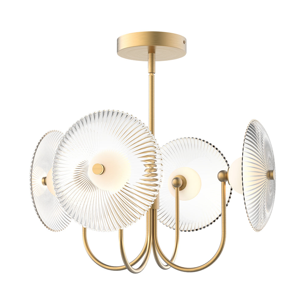 Alora Canada - LED Pendant - Hera - Brushed Gold/Clear Ribbed Glass- Union Lighting Luminaires Decor