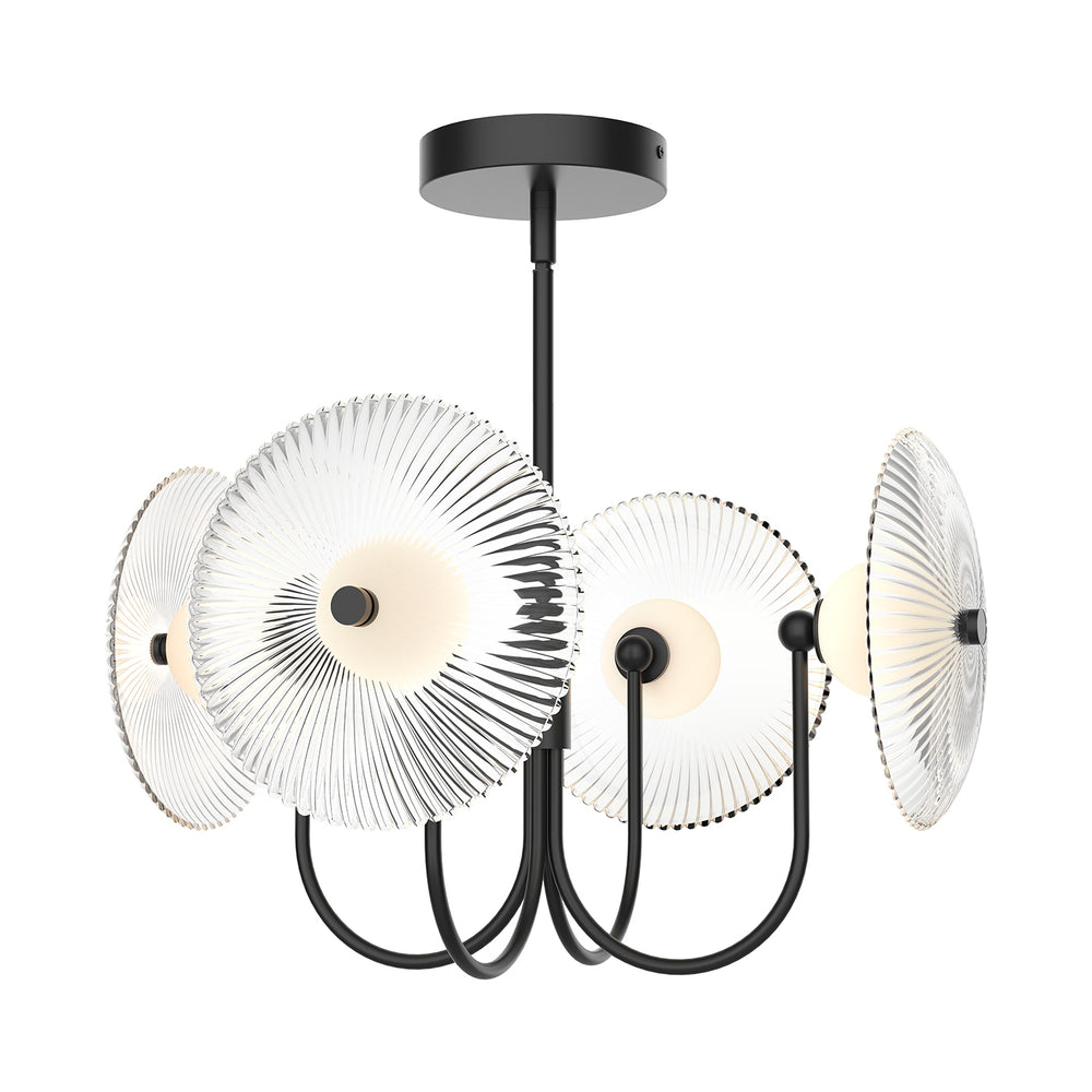 Alora Canada - LED Pendant - Hera - Matte Black/Clear Ribbed Glass- Union Lighting Luminaires Decor