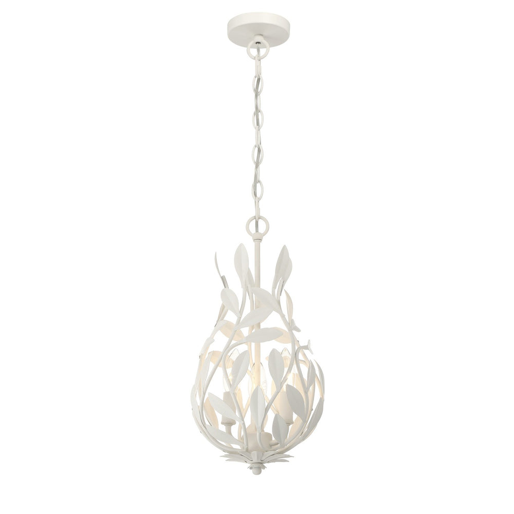 Crystorama - Three Light Chandelier - Broche - Matte White- Union Lighting Luminaires Decor