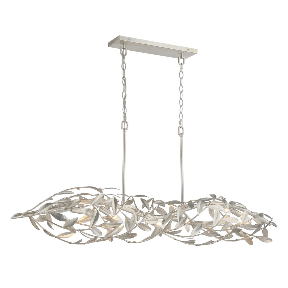 Crystorama - Six Light Linear Chandelier - Broche - Antique Silver- Union Lighting Luminaires Decor
