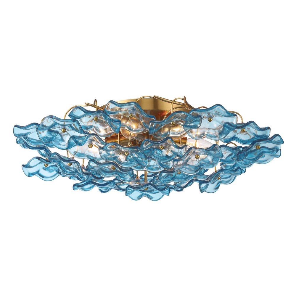 Crystorama - Six Light Semi Flush Mount - Esme - Aged Brass- Union Lighting Luminaires Decor