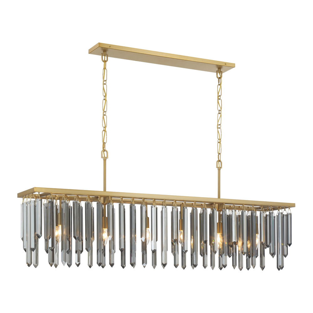 Crystorama - Six Light Linear Chandelier - Gemma - Modern Gold- Union Lighting Luminaires Decor