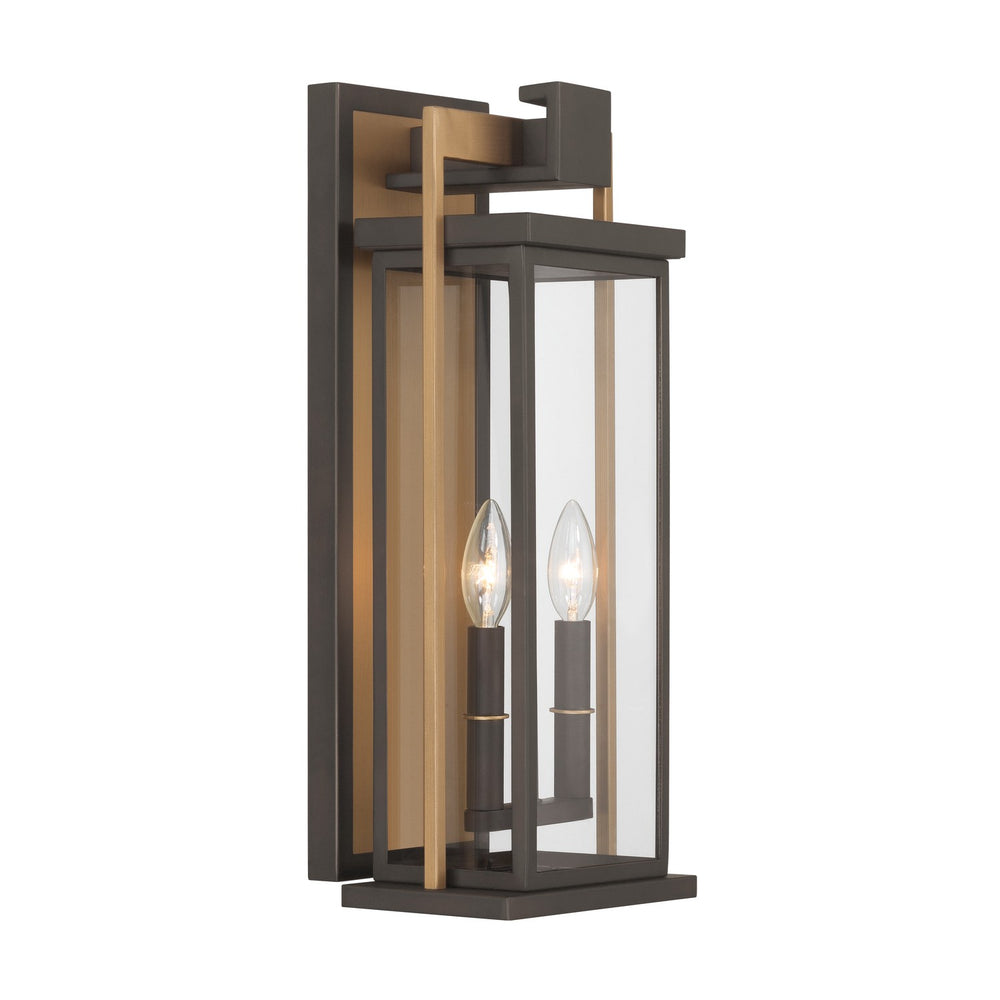 Crystorama - Two Light Outdoor Wall Sconce - Lendel - Twilight Bronze + Textured Gold- Union Lighting Luminaires Decor