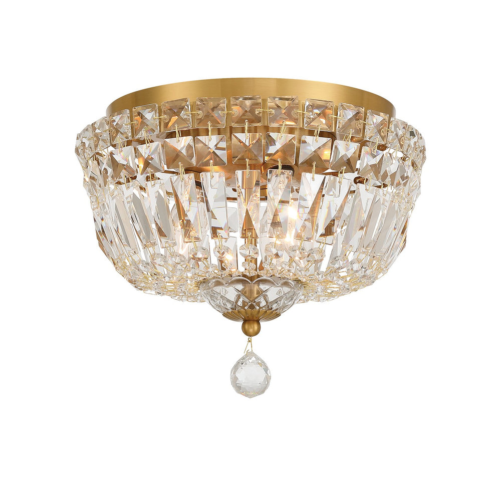 Crystorama - Three Light Flush Mount - Roslyn - Aged Brass- Union Lighting Luminaires Decor