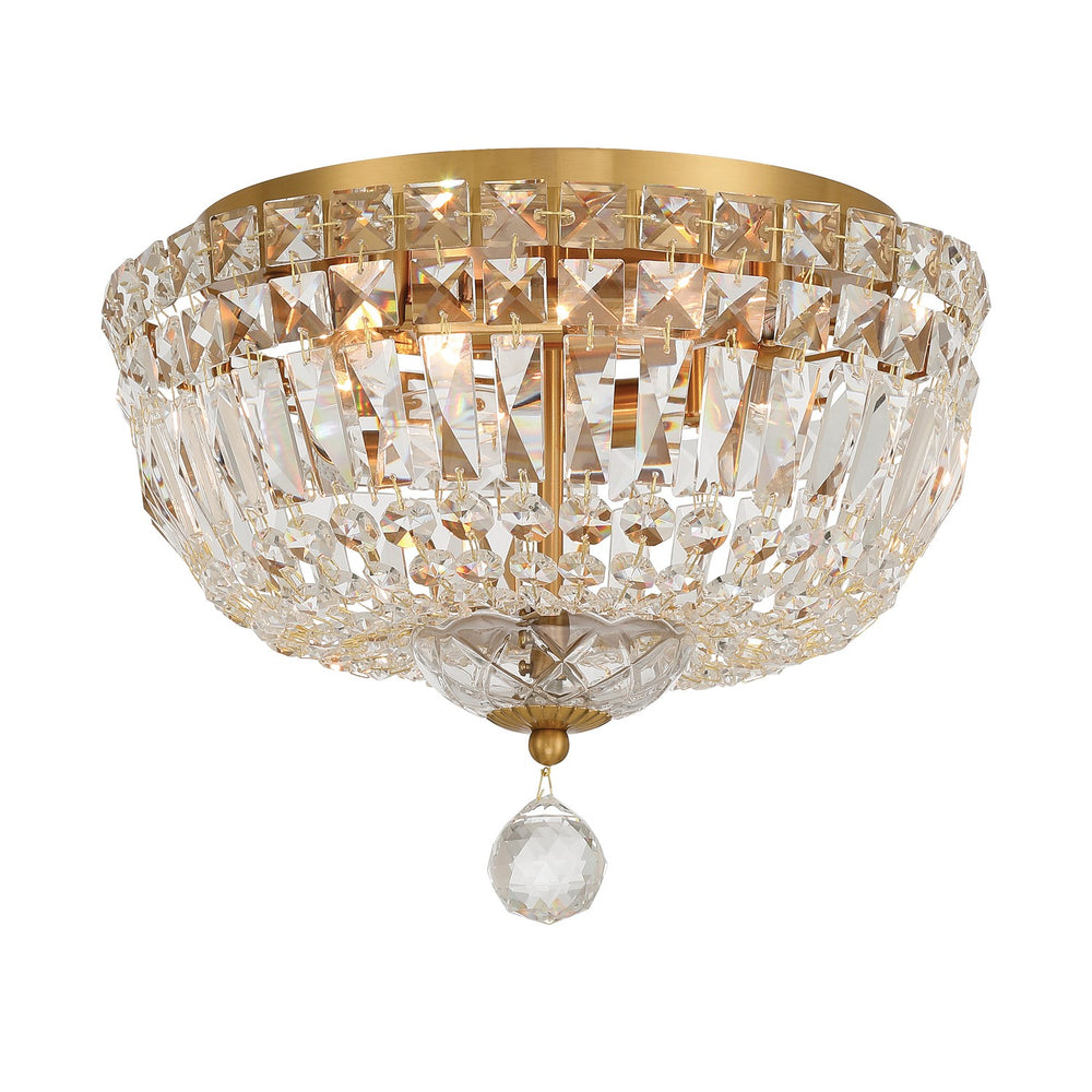 Crystorama - Four Light Flush Mount - Roslyn - Aged Brass- Union Lighting Luminaires Decor