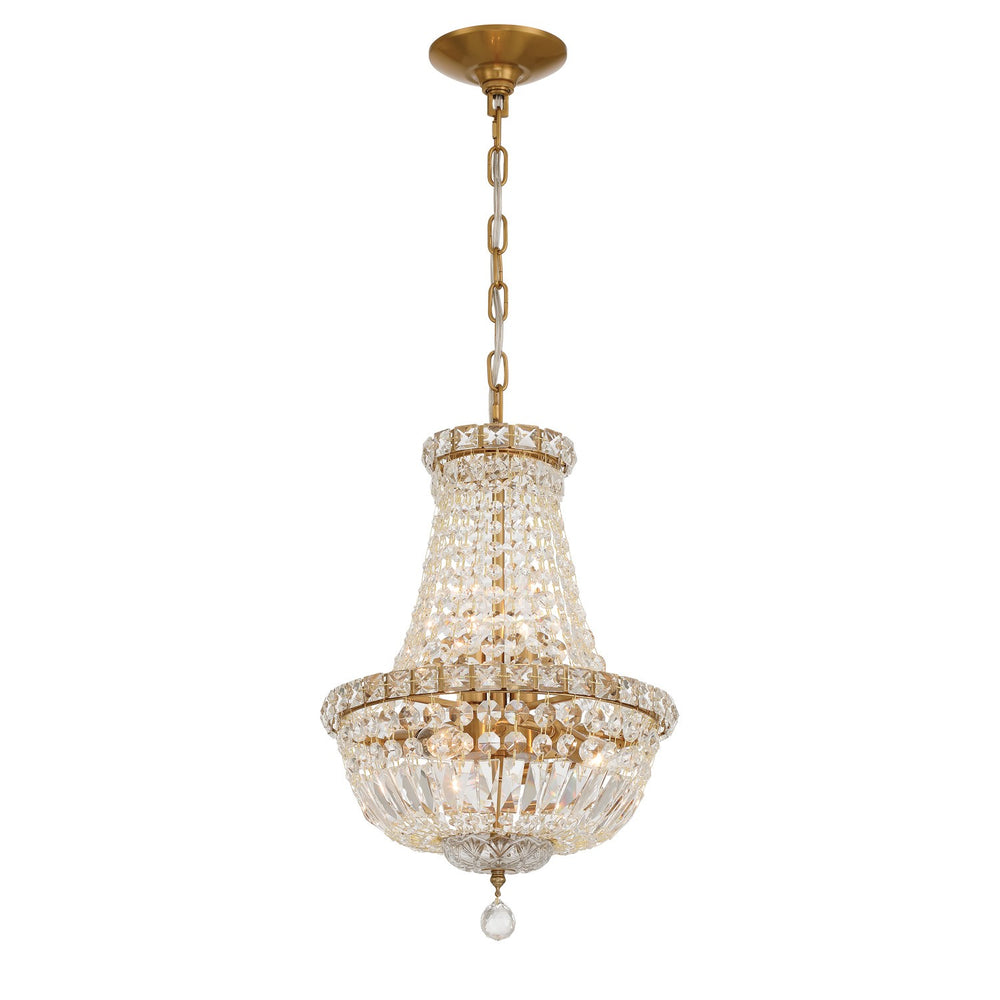 Crystorama - Five Light Chandelier - Roslyn - Aged Brass- Union Lighting Luminaires Decor