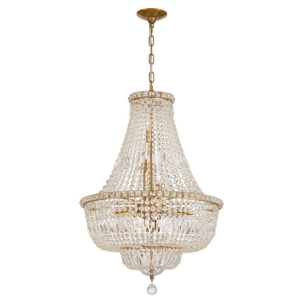 Crystorama - Nine Light Chandelier - Roslyn - Aged Brass- Union Lighting Luminaires Decor