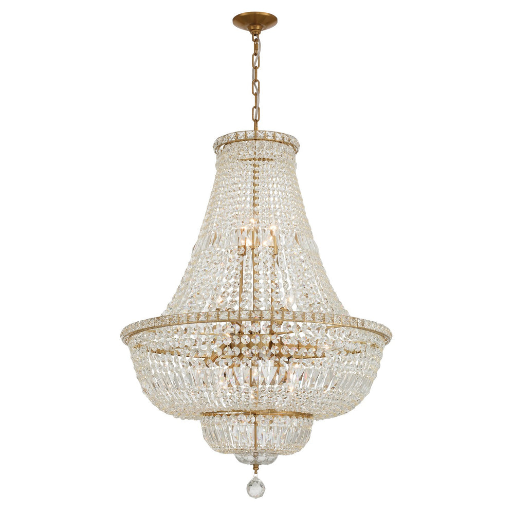 Crystorama - 15 Light Chandelier - Roslyn - Aged Brass- Union Lighting Luminaires Decor