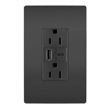 Legrand Canada - 15A Tamper-Resistant Ultra-Fast USB Type A/C Outlet - Black- Union Lighting Luminaires Decor