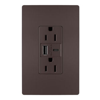 Legrand Canada - 15A Tamper-Resistant Ultra-Fast USB Type A/C Outlet - Dark Bronze- Union Lighting Luminaires Decor