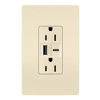 Legrand Canada - 15A Tamper-Resistant Ultra-Fast USB Type A/C Outlet - Light Almond- Union Lighting Luminaires Decor