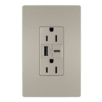 Legrand Canada - 15A Tamper-Resistant Ultra-Fast USB Type A/C Outlet - Nickel- Union Lighting Luminaires Decor