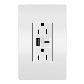 Legrand Canada - 15A Tamper-Resistant Ultra-Fast USB Type A/C Outlet - White- Union Lighting Luminaires Decor