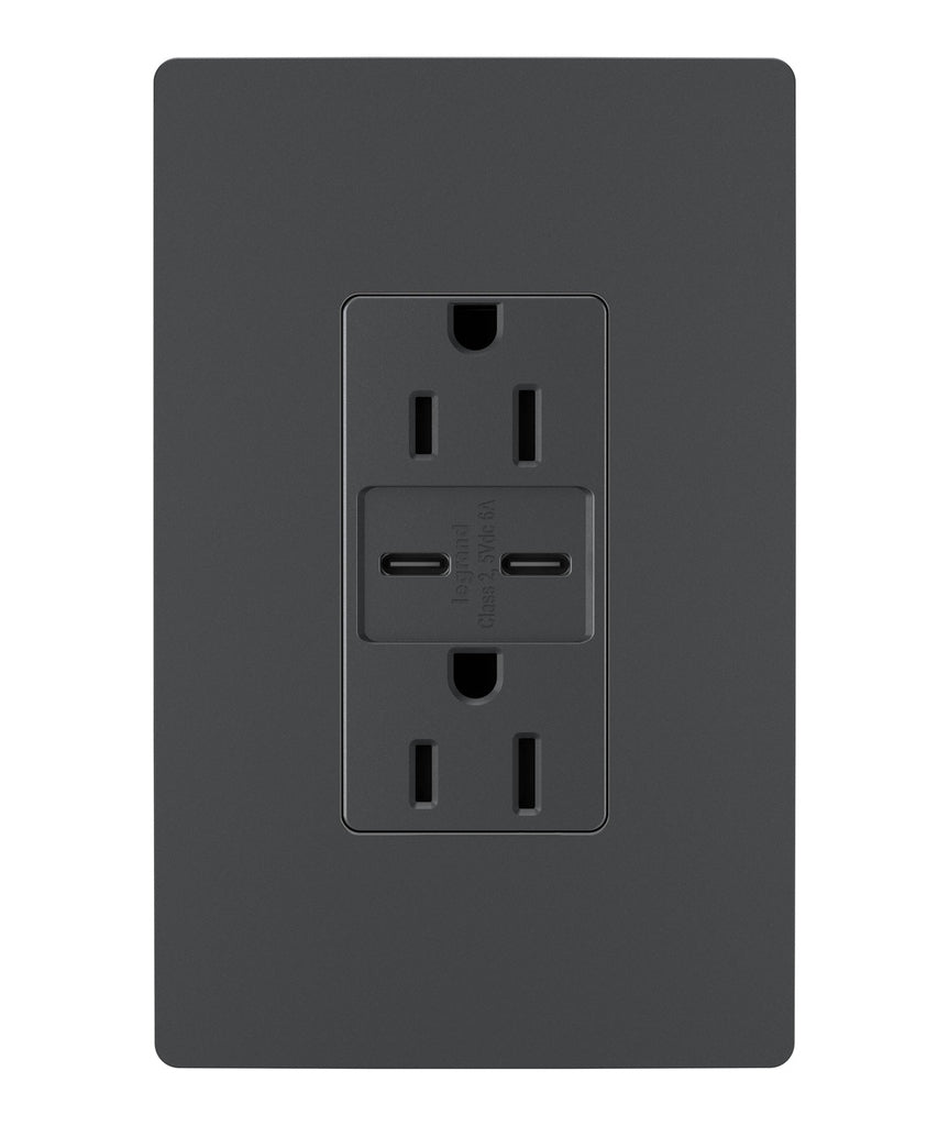 Legrand Canada - 15A Tamper-Resistant Ultra-Fast USB Type C/C Outlet - Graphite- Union Lighting Luminaires Decor
