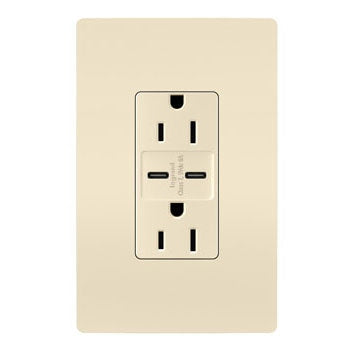 Legrand Canada - 15A Tamper-Resistant Ultra-Fast USB Type C/C Outlet - Light Almond- Union Lighting Luminaires Decor