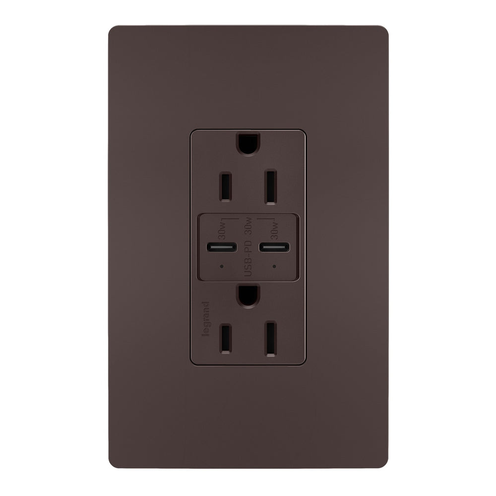 Legrand Canada - 15A Tamper Resistant Ultra Fast PLUS Power Delivery USB Type C/C Outlet - Dark Bronze- Union Lighting Luminaires Decor