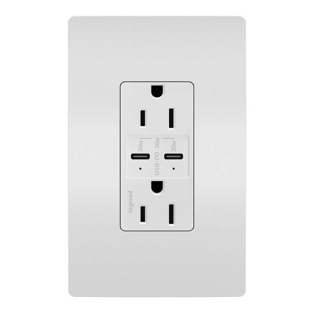 Legrand Canada - 15A Tamper Resistant Ultra Fast PLUS Power Delivery USB Type C/C Outlet - White- Union Lighting Luminaires Decor