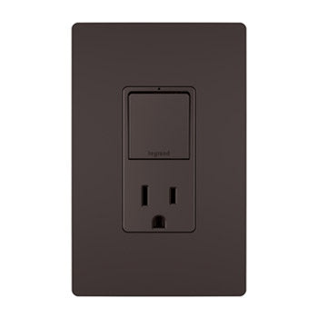 Legrand Canada - Single-Pole/3-Way Switch with 15A Tamper-Resistant Outlet - Brown- Union Lighting Luminaires Decor