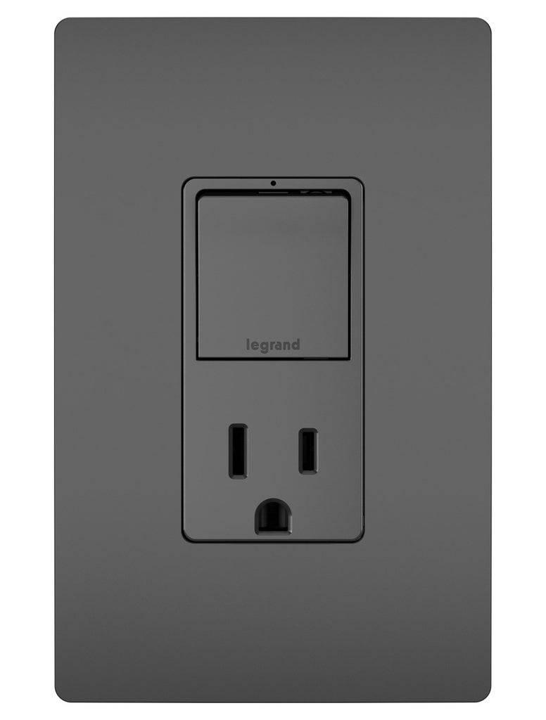 Legrand Canada - Single Pole/3-Way Switch with 15A Tamper-Resistant Outlet - Black- Union Lighting Luminaires Decor