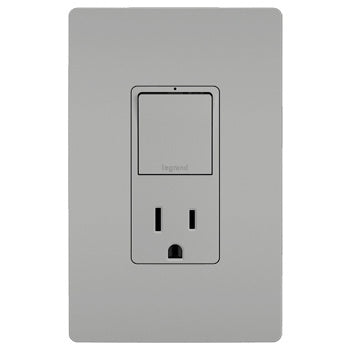 Legrand Canada - Single Pole/3-Way Switch with 15A Tamper-Resistant Outlet - Grey- Union Lighting Luminaires Decor