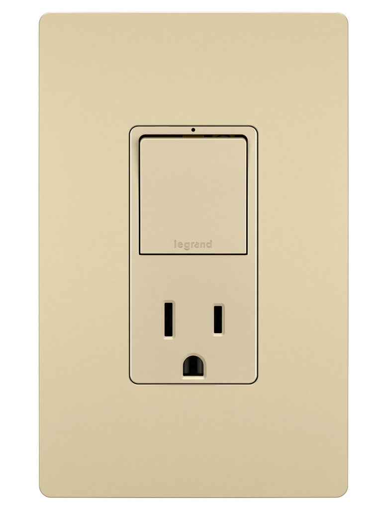 Legrand Canada - Single Pole/3-Way Switch with 15A Tamper-Resistant Outlet - Ivory- Union Lighting Luminaires Decor