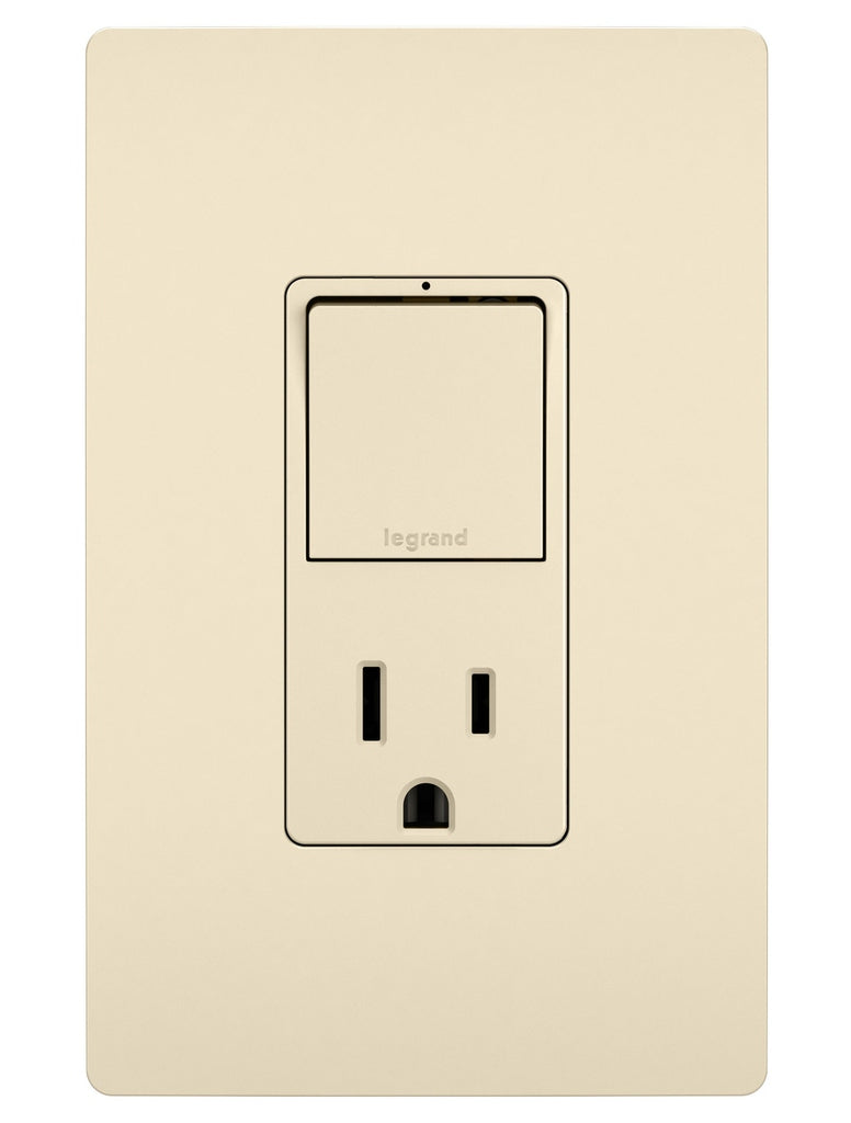 Legrand Canada - Single Pole/3-Way Switch with 15A Tamper-Resistant Outlet - Light Almond- Union Lighting Luminaires Decor
