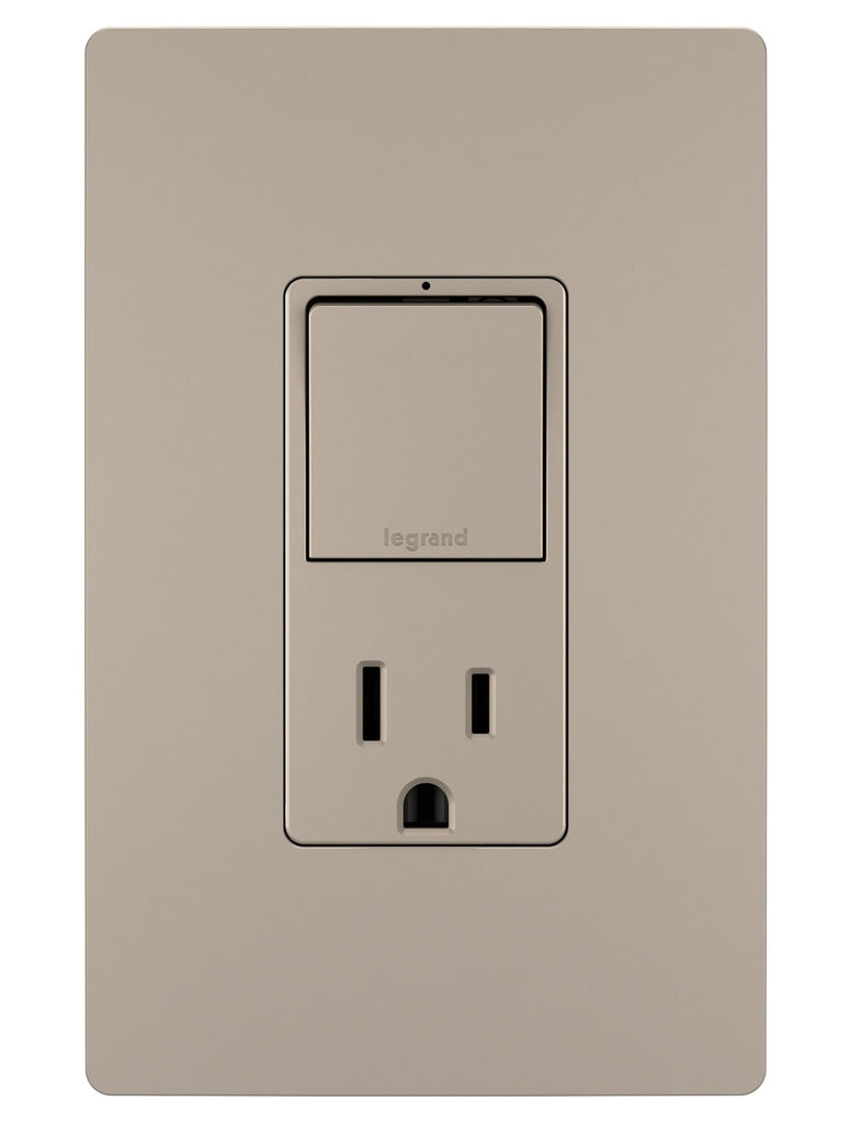 Legrand Canada - Single Pole/3-Way Switch with 15A Tamper-Resistant Outlet - Nickel- Union Lighting Luminaires Decor