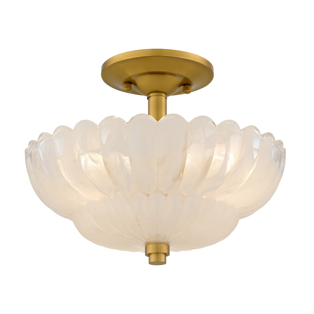 Quoizel - Three Light Semi-Flush Mount - Whitecap - Brushed Gold- Union Lighting Luminaires Decor