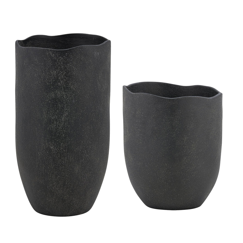 Uttermost - Vases Set/2 - Komorebi - Matte Black- Union Lighting Luminaires Decor