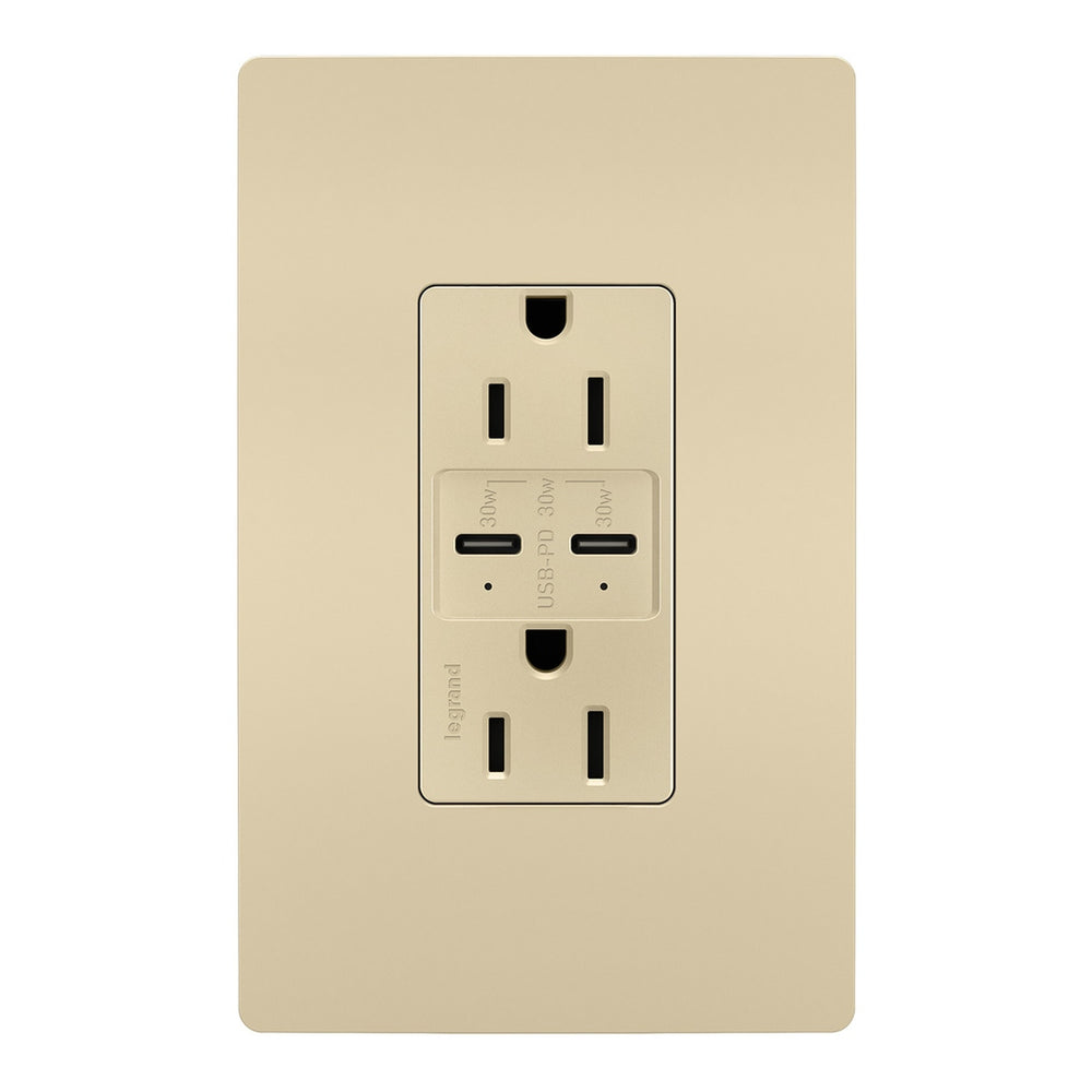 Legrand Canada - 15A Tamper Resistant Ultra Fast PLUS Power Delivery USB Type C/C Outlet - Ivory- Union Lighting Luminaires Decor