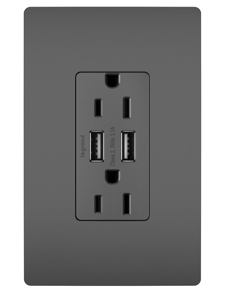 Legrand Canada - 15A Tamper-Resistant USB Outlet - Black- Union Lighting Luminaires Decor