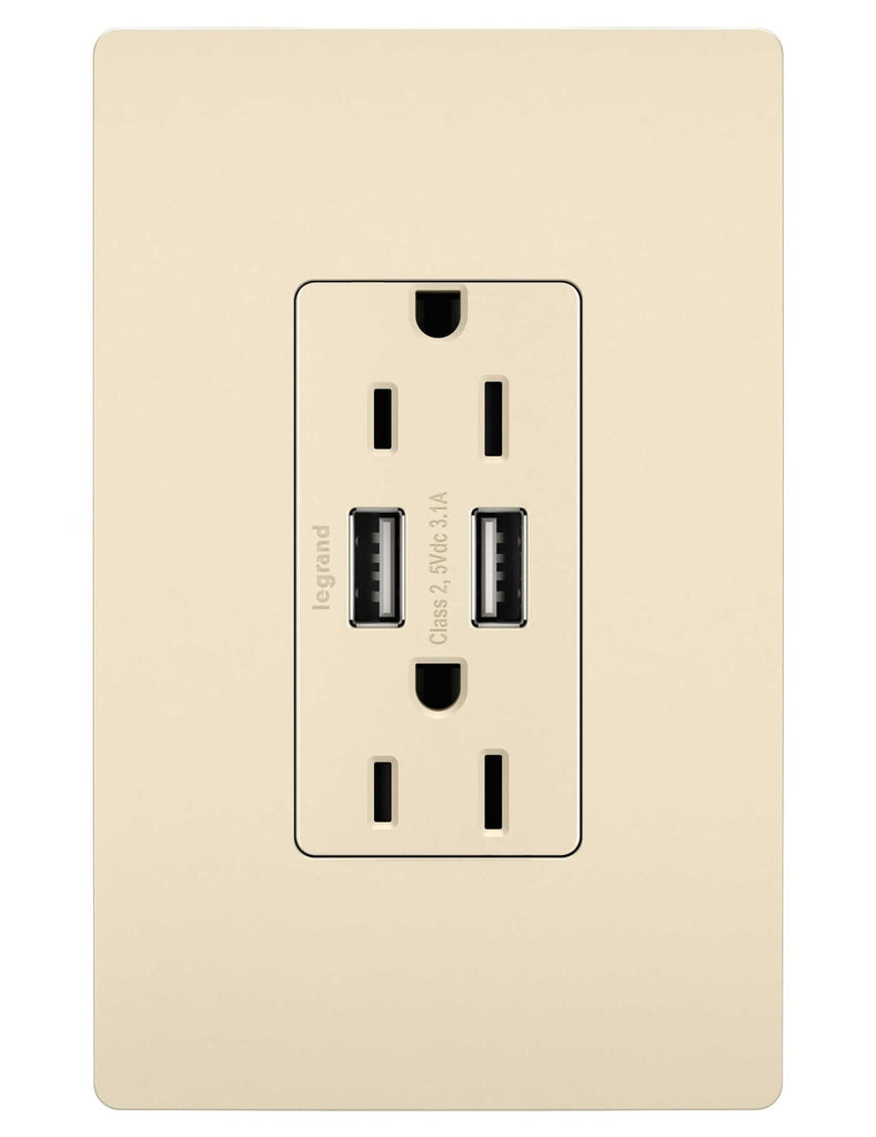 Legrand Canada - 15A Tamper-Resistant USB Outlet - Light Almond- Union Lighting Luminaires Decor