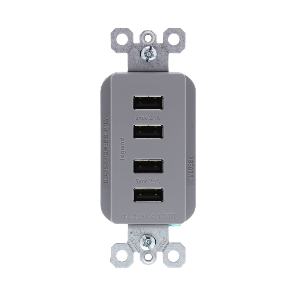 Legrand Canada - Quad USB Charger - Grey- Union Lighting Luminaires Decor