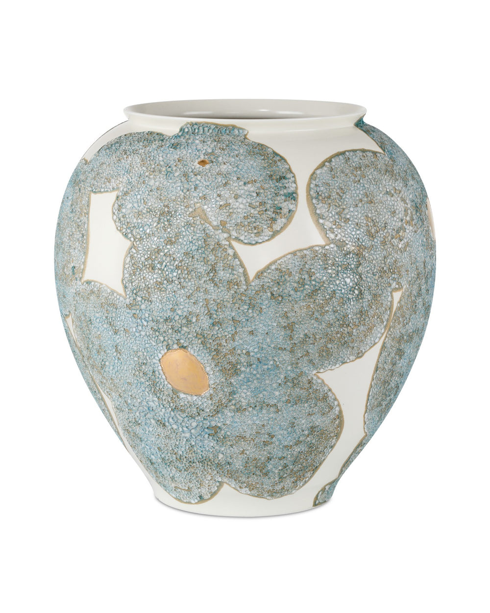 Currey and Company - Vase - Bloom Blue & Ivory Vase - Textured Blue / Off-White / Gold- Union Lighting Luminaires Decor