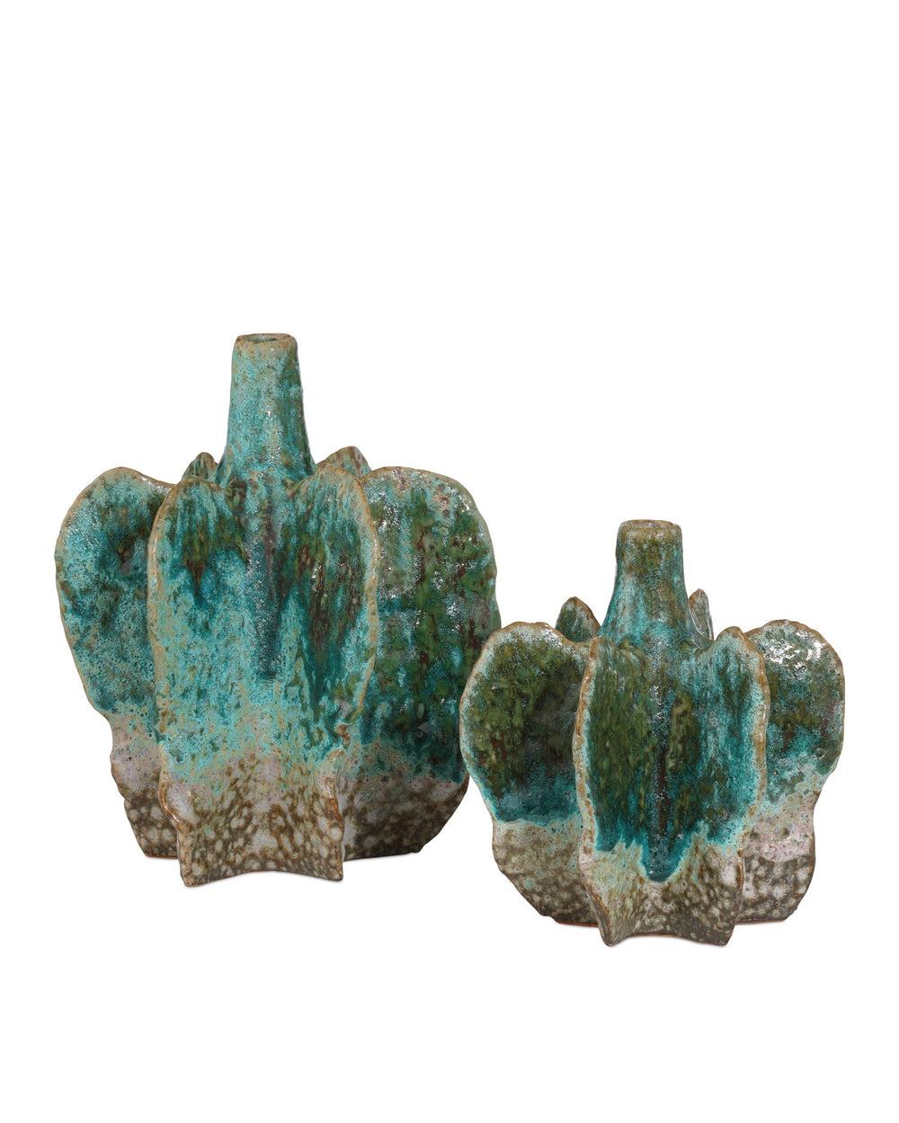 Currey and Company - Vase - Urbano Vase Set of 2 - Turquoise / Brown- Union Lighting Luminaires Decor