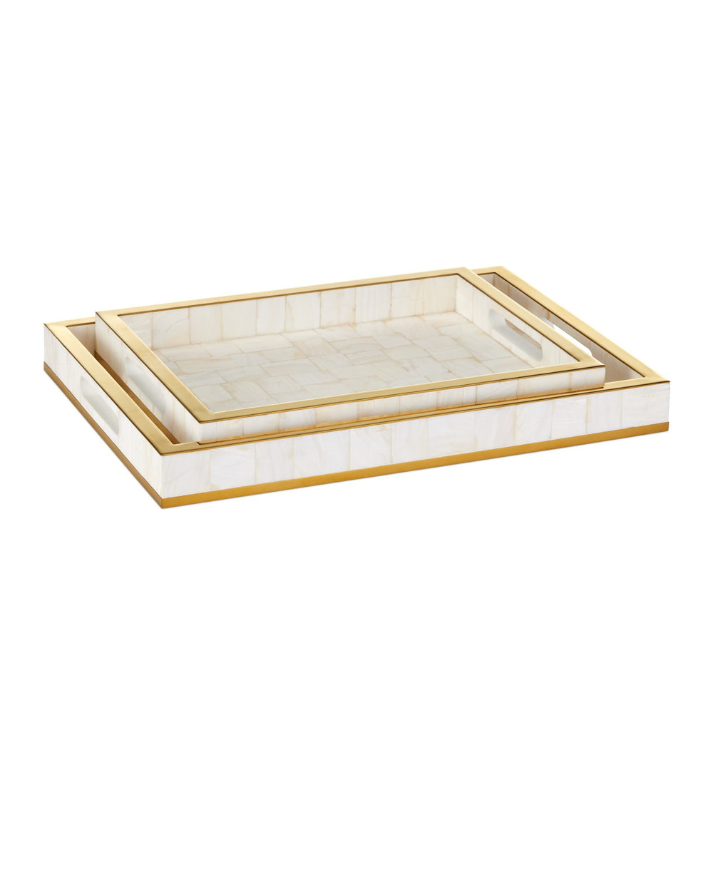Currey and Company - Tray Set of 2 - Casey - Natural / Brass- Union Lighting Luminaires Decor