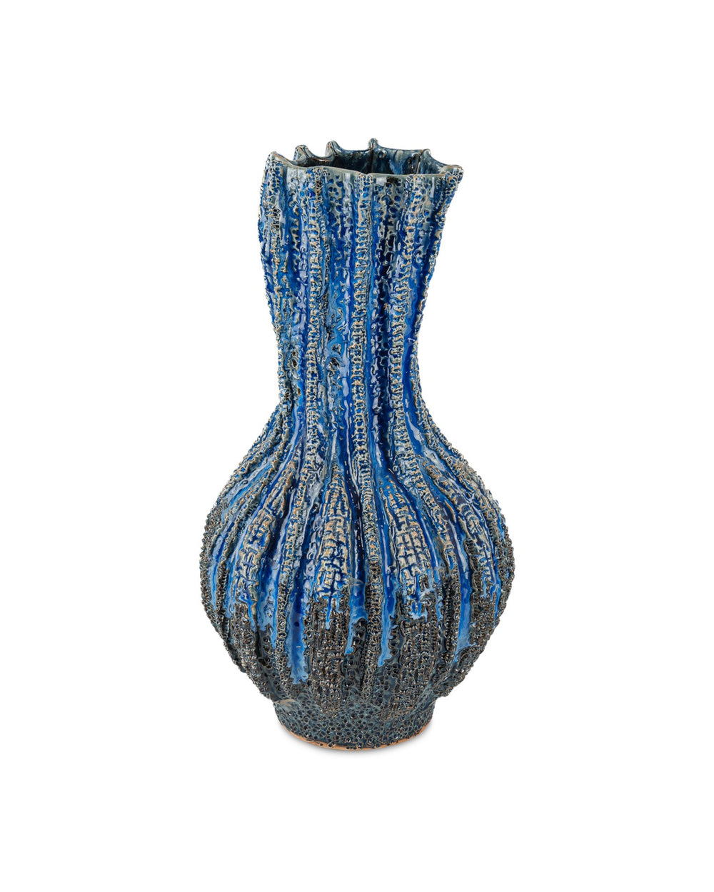 Currey and Company - Vase - Folios - Reactive Dark Blue- Union Lighting Luminaires Decor