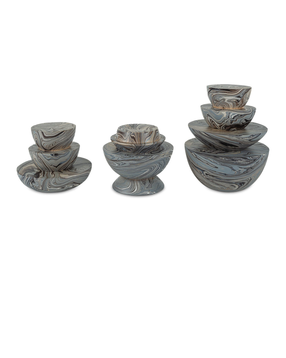 Currey and Company - Box Set of 3 - Marbleized - Marbleized Gray- Union Lighting Luminaires Decor