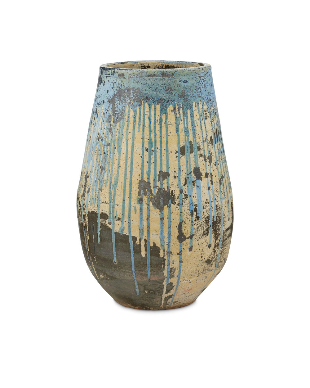 Currey and Company - Planter - Capaci - Antique White/Blue Drip- Union Lighting Luminaires Decor