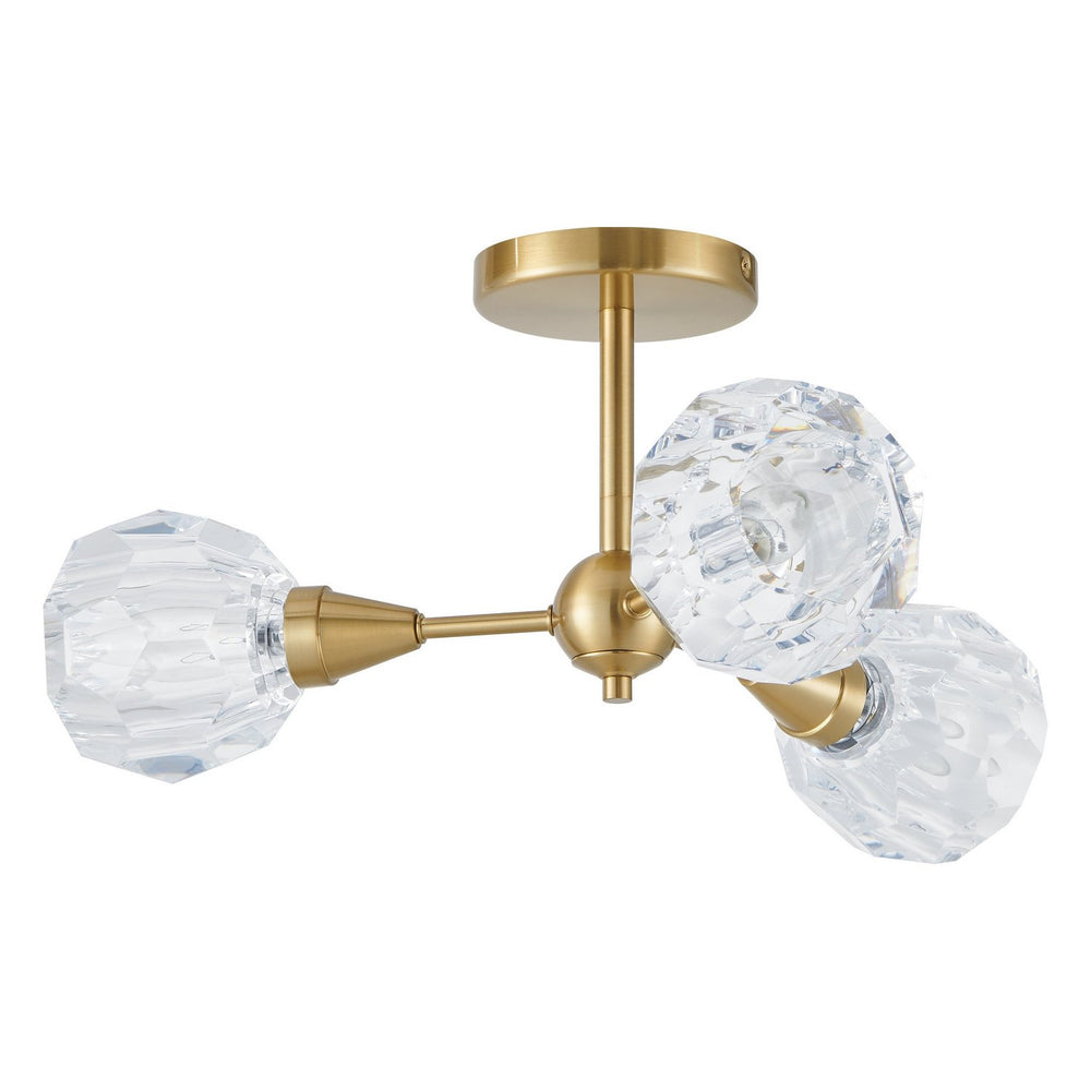 Thesis Canada - Three Light Semi-Flush Mount - Helena - Brushed Gold- Union Lighting Luminaires Decor