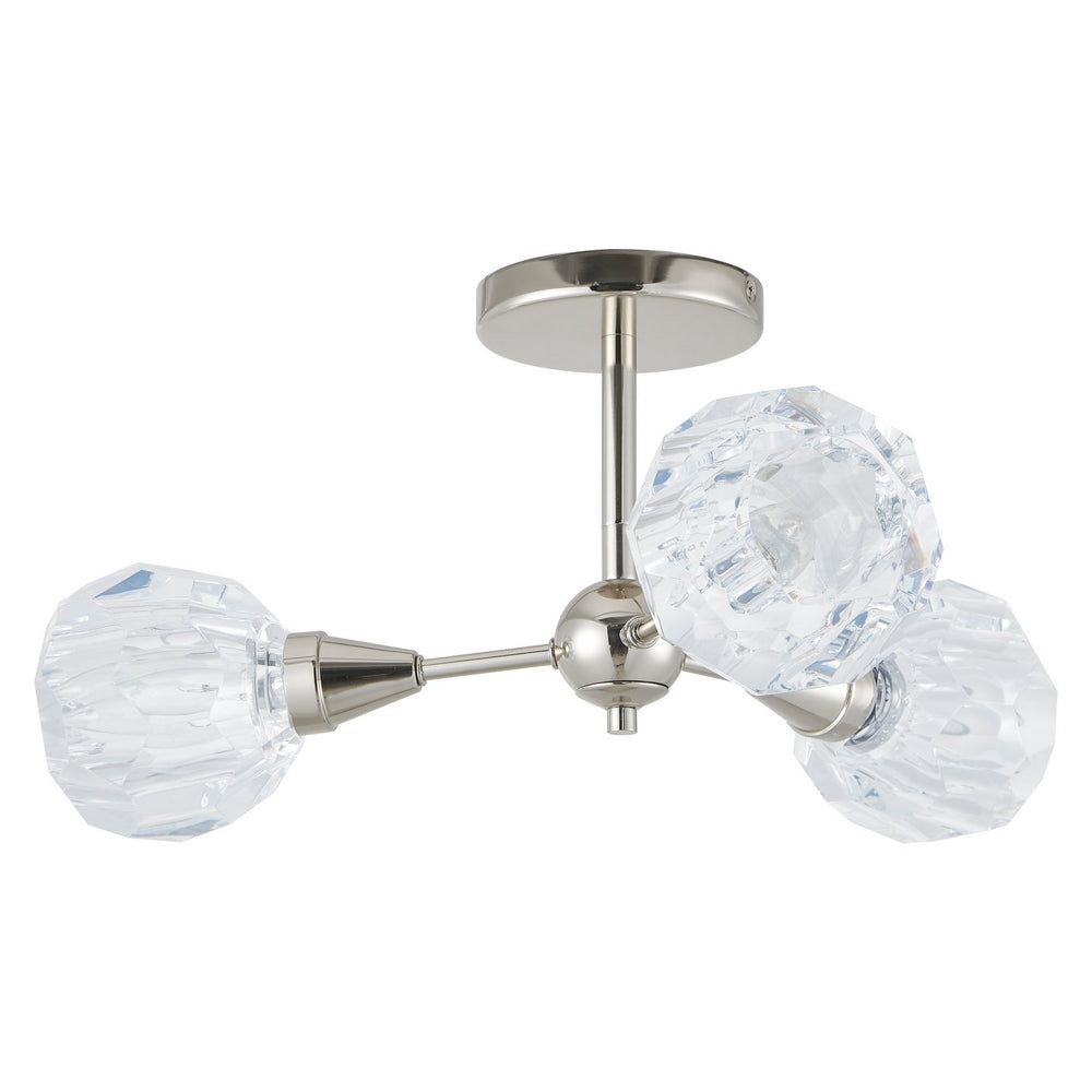 Thesis Canada - Three Light Semi-Flush Mount - Helena - Polished Nickel- Union Lighting Luminaires Decor