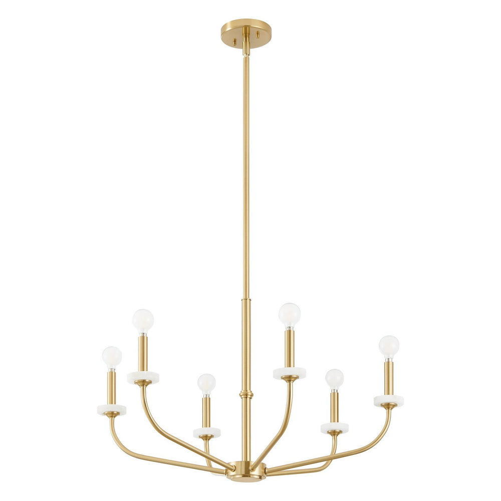 Thesis Canada - Six Light Chandelier - Leah - Brushed Gold, White- Union Lighting Luminaires Decor