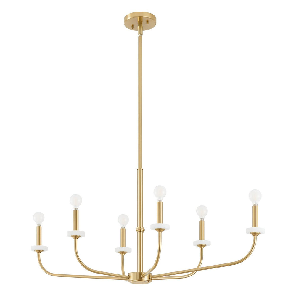 Thesis Canada - Six Light Chandelier - Leah - Brushed Gold, White- Union Lighting Luminaires Decor