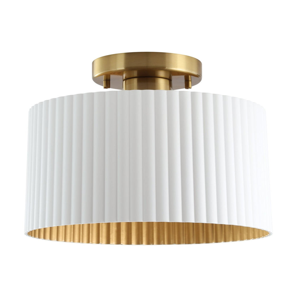 Thesis Canada - One Light Semi-Flush Mount - Leilani - Brushed Gold, Matte White- Union Lighting Luminaires Decor