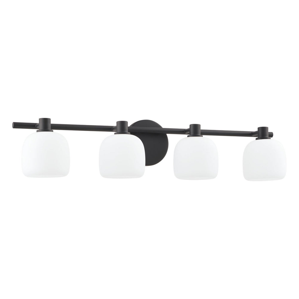 Thesis Canada - Four Light Vanity - Valentina - Matte Black, Etched Opal- Union Lighting Luminaires Decor
