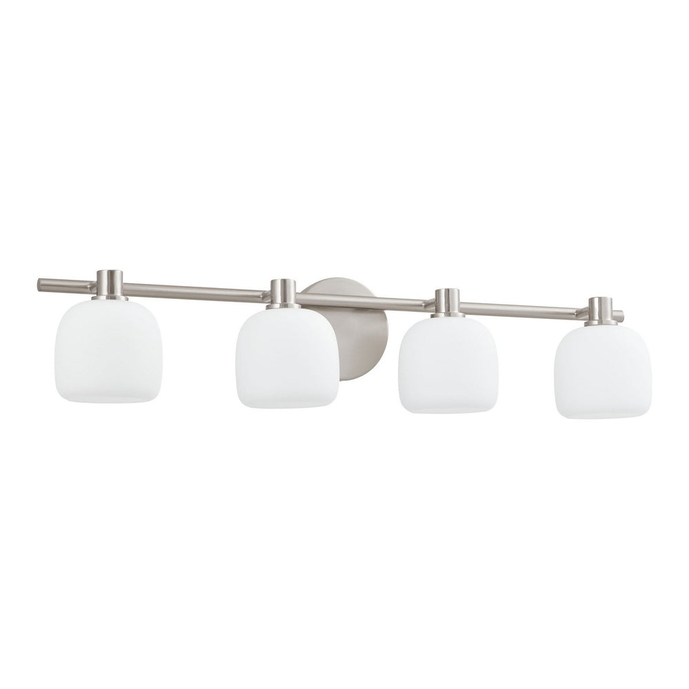 Thesis Canada - Four Light Vanity - Valentina - Brushed Nickel, Etched Opal- Union Lighting Luminaires Decor