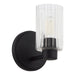 Thesis Canada - One Light Wall Sconce - Bedminster - Matte Black, Clear Ribbed- Union Lighting Luminaires Decor