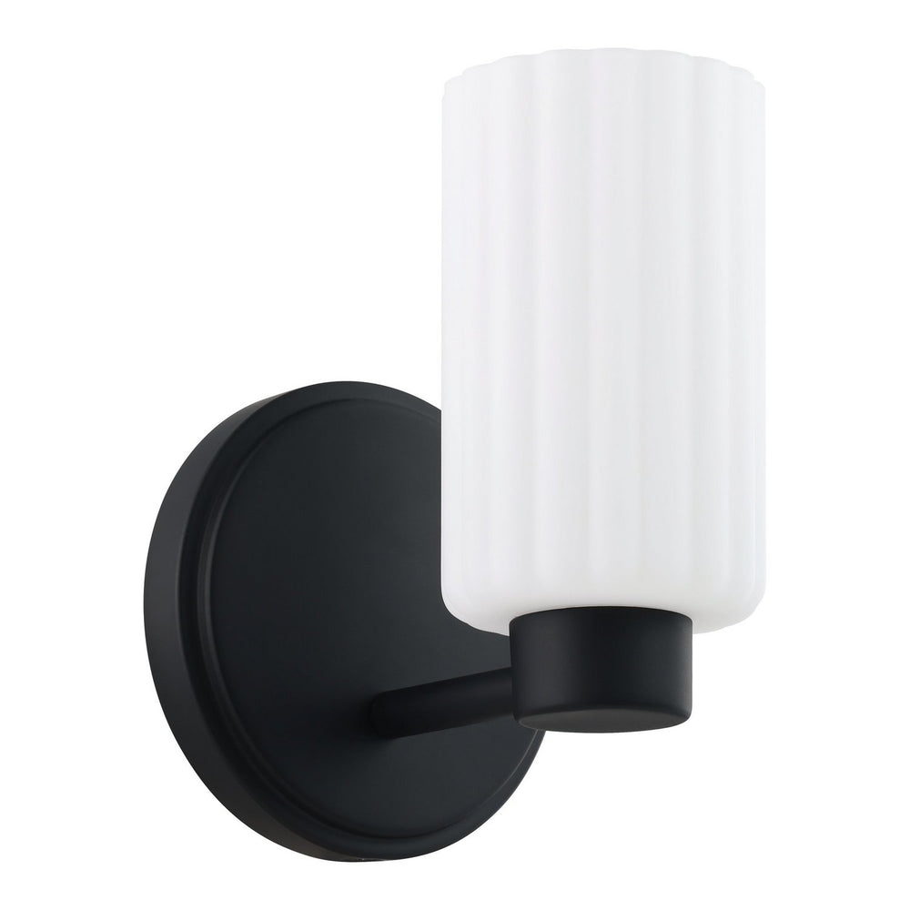 Thesis Canada - One Light Wall Sconce - Bedminster - Matte Black, Opal Ribbed- Union Lighting Luminaires Decor